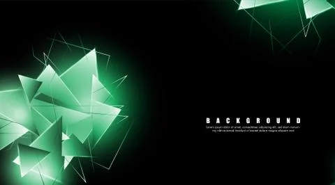 Abstract background with glowing green triangles that overlap. isolated black 스톡 일러스트