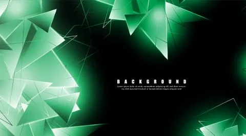 Abstract background with glowing green triangles that overlap. isolated black 스톡 일러스트