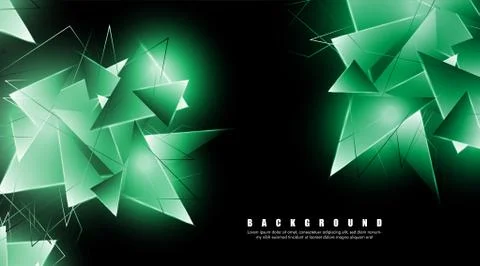 Abstract background with glowing green triangles that overlap. isolated black イラスト素材