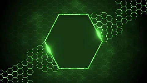 Abstract background with glowing hexagon frame and honeycomb pattern animatio Stock Footage 336903440
