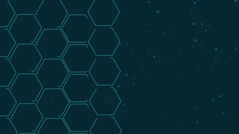 Abstract background with glowing hexagon outline pattern on the left and fl.. 스톡 동영상 337081591