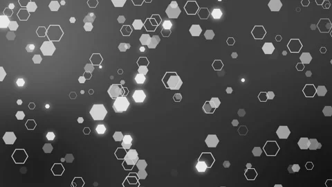 Abstract background with glowing hexagon shapes scattered across varying de.. Stock Footage 329848377