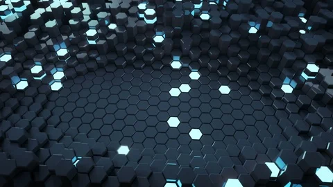 Abstract background with glowing hexagons 3D render seamless loop animation Stock Footage 93002625