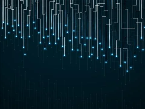 Abstract background of glowing lines and dots. Technology neon geometric grap Stock Illustration