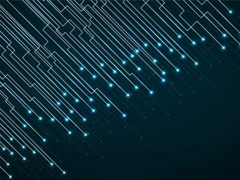 Abstract background of glowing lines and dots. Technology neon geometric Stock Illustration