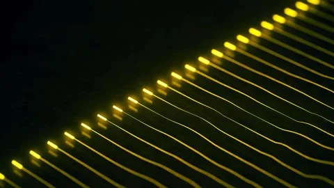 Abstract background with glowing lines simulating sound waves or data transfe Stock Footage 327521767