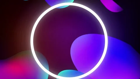 Abstract background with glowing neon circle and moving elements Stock Footage 194082264