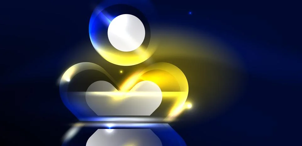 Abstract background glowing neon light geometric shapes. Space cosmic or magic Stock Illustration
