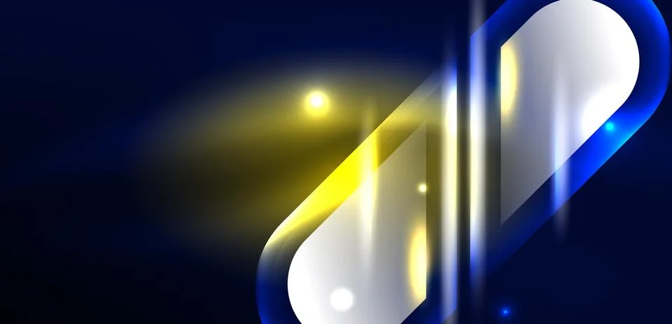 Abstract background glowing neon light geometric shapes. Space cosmic or magic Stock Illustration
