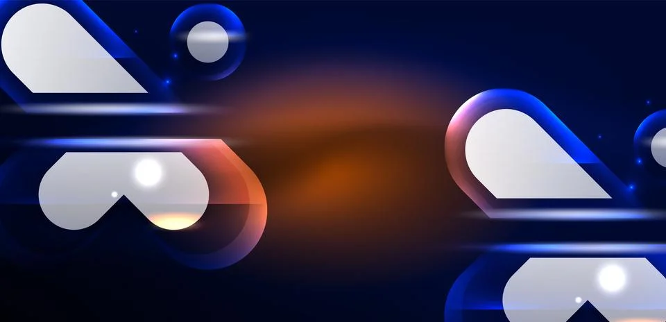 Abstract background glowing neon light geometric shapes. Space cosmic or magic Stock Illustration