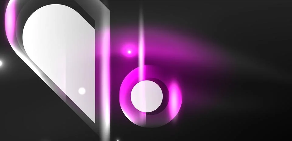 Abstract background glowing neon light geometric shapes. Space cosmic or magic Stock Illustration