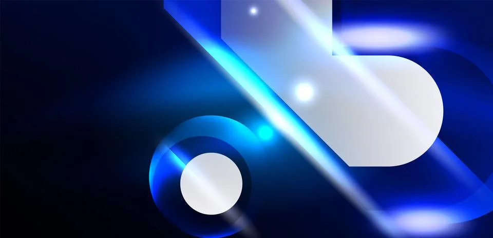 Abstract background glowing neon light geometric shapes. Space cosmic or magic Stock Illustration