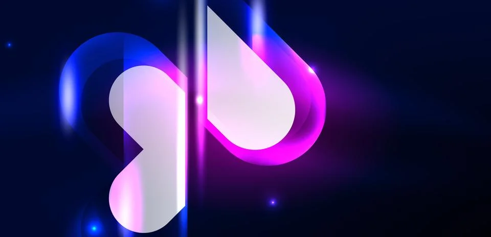 Abstract background glowing neon light geometric shapes. Space cosmic or magic Stock Illustration