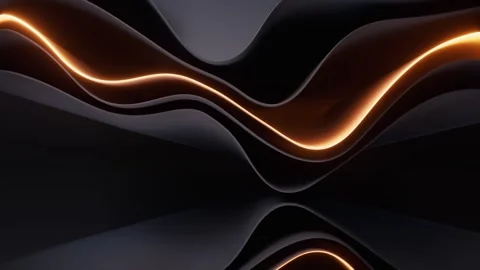 Abstract background with glowing orange light on dark wavy lines reflecting.. Video stock 327249623