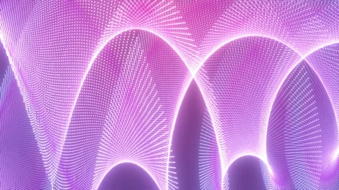 Abstract background of glowing pink and purple dots forming smooth curved wav Stock Footage 320241625