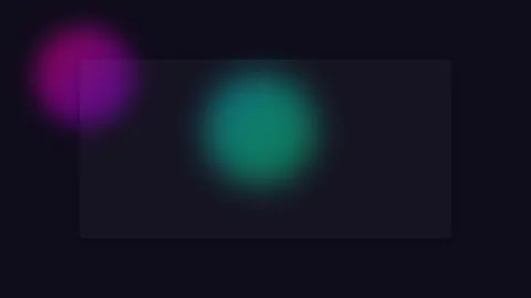 Abstract background with glowing purple and teal circles on dark backdrop Stockbeeldmateriaal 338310428