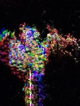 Abstract Background of Glowing Rainbow Tree Branches Illuminated Against Da.. Stock Illustration