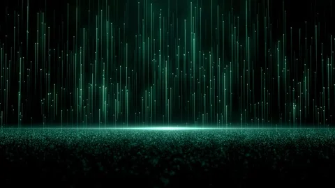 Abstract Background of Glowing Teal Particles and Rising Light Streaks Animation Stock Footage 332813061