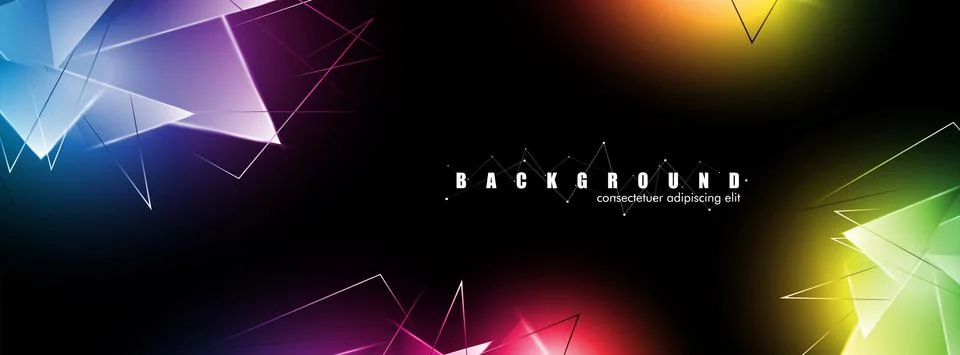 Abstract background with glowing triangles that overlap. isolated black backg Illustrazione stock