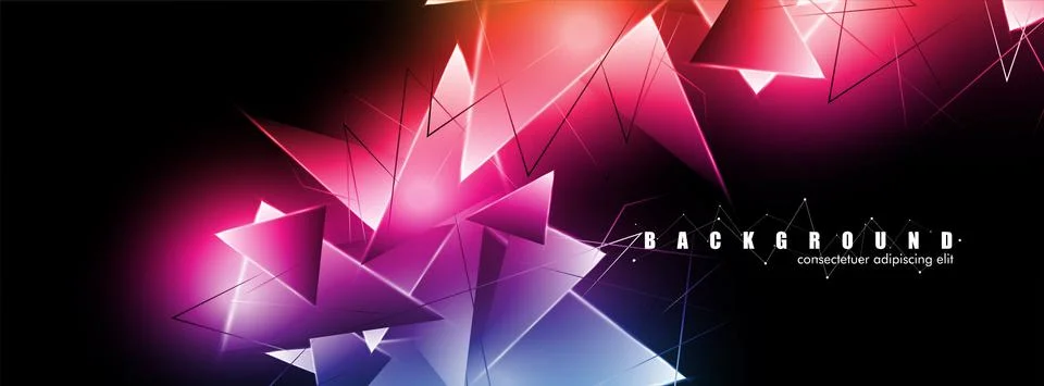 Abstract background with glowing triangles that overlap. isolated black backg Stock Illustration