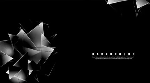 Abstract background with glowing triangles that overlap. isolated black backg Illustrazione stock