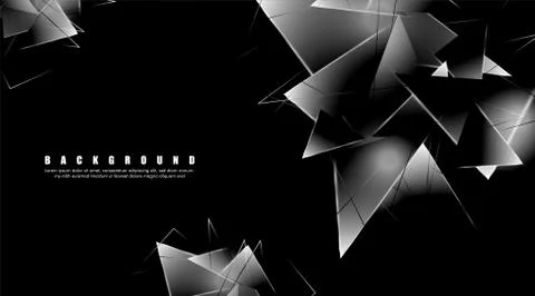 Abstract background with glowing triangles that overlap. isolated black backg Illustrazione stock