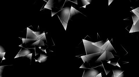 Abstract background with glowing triangles that overlap. isolated black backg Illustrazione stock