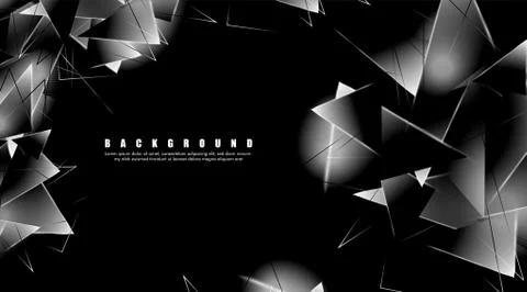 Abstract background with glowing triangles that overlap. isolated black backg Illustrazione stock
