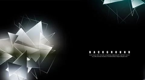 Abstract background with glowing triangles that overlap. isolated black backg Illustrazione stock