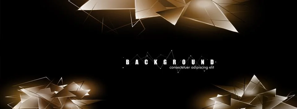Abstract background with glowing triangles that overlap. isolated black backg Illustrazione stock