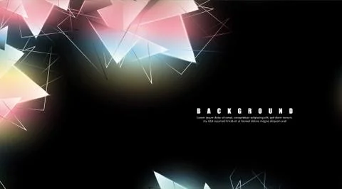 Abstract background with glowing triangles that overlap. isolated black backg 스톡 일러스트
