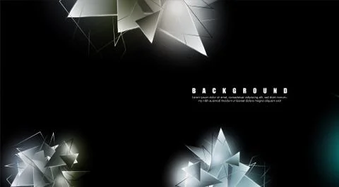 Abstract background with glowing triangles that overlap. isolated black backg Illustrazione stock