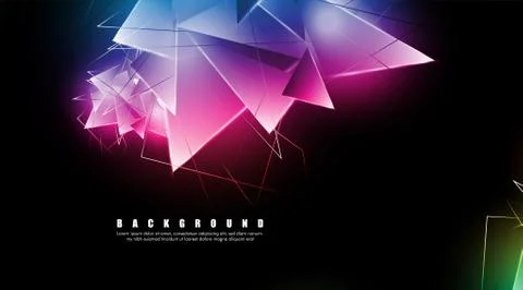 Abstract background with glowing triangles that overlap. isolated black backg イラスト素材