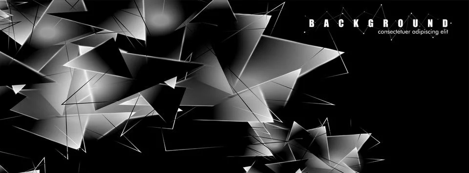 Abstract background with glowing triangles that overlap. isolated black backg Stock Illustration