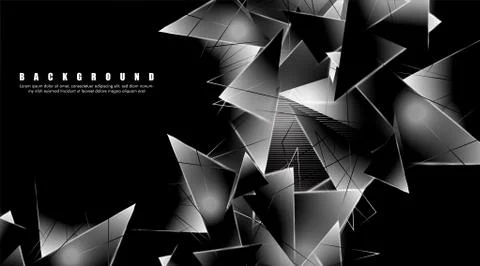Abstract background with glowing triangles that overlap. isolated black backg Illustrazione stock