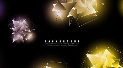Abstract background with glowing triangles that overlap. isolated black backg Stock Illustration