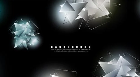 Abstract background with glowing triangles that overlap. isolated black backg イラスト素材