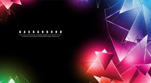 Abstract background with glowing triangles that overlap. isolated black backg Stock Illustration