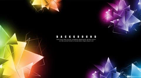 Abstract background with glowing triangles that overlap. isolated black backg Stock Illustration
