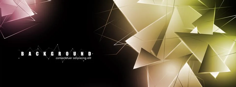 Abstract background with glowing triangles that overlap. isolated black backg Stock Illustration