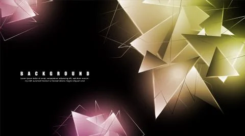 Abstract background with glowing triangles that overlap. isolated black backg 스톡 일러스트