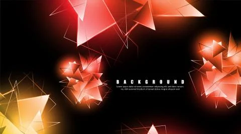 Abstract background with glowing triangles that overlap. isolated black backg イラスト素材