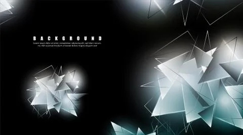 Abstract background with glowing triangles that overlap. isolated black backg 스톡 일러스트