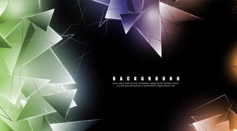 Abstract background with glowing triangles that overlap. isolated black backg 스톡 일러스트
