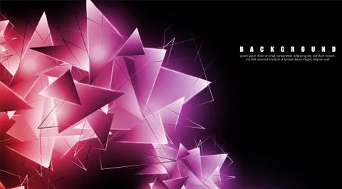 Abstract background with glowing triangles that overlap. isolated black backg イラスト素材
