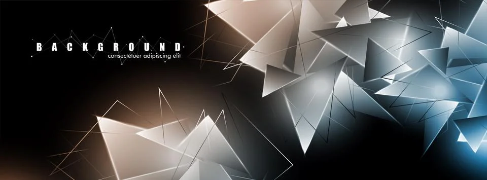 Abstract background with glowing triangles that overlap. isolated black backg Stock Illustration