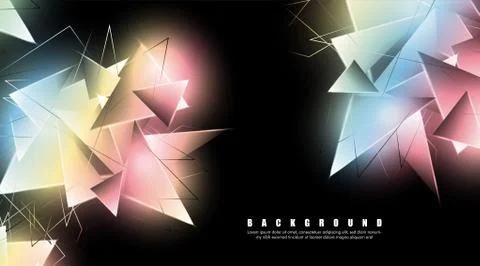 Abstract background with glowing triangles that overlap. isolated black backg Stock Illustration