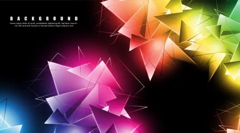 Abstract background with glowing triangles that overlap. isolated black backg イラスト素材