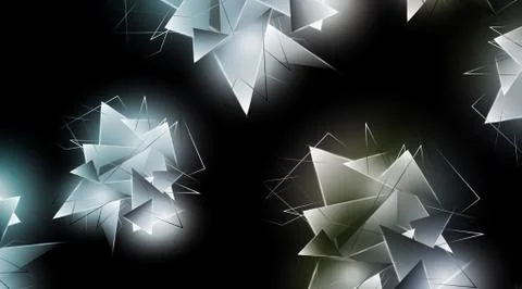 Abstract background with glowing triangles that overlap. isolated black backg Stock Illustration