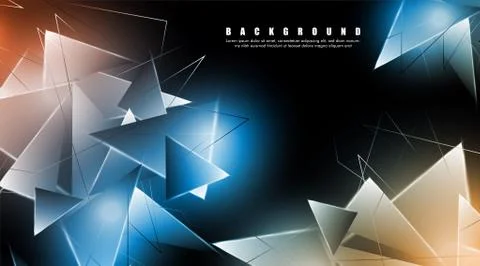 Abstract background with glowing triangles that overlap. isolated black backg イラスト素材